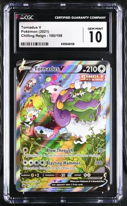 Pokemon 2021 Tornadus V UR-Holo Chilling Reign #185 CGC 10 - Image 1