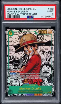 2025 ONE PIECE CARRYING ON HIS WILL MANGA ALT ART #118 MONKEY D. LUFFY PSA 9 - Image 1