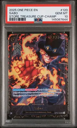 2025 ONE PIECE PROMOS STORE TREASURE CUP-CHAMP #120 SABO PSA 10 - Image 1