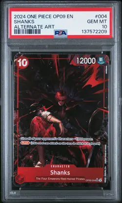2024 ONE PIECE OP09-EMPERORS IN THE NEW WORLD ALTERNATE ART #004 SHANKS PSA 10 - Image 1