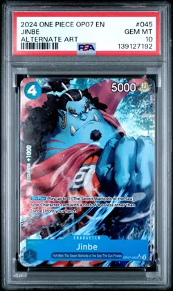 2024 ONE PIECE OP07-500 YEARS IN THE FUTURE ALTERNATE ART #045 JINBE PSA 10 - Image 1