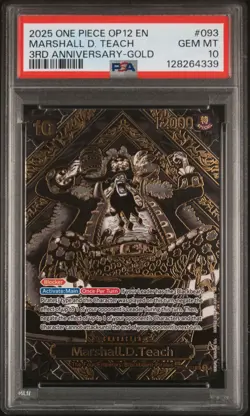 2025 ONE PIECE OP12-LEGACY OF THE MASTER 3RD ANNIV-GOLD MARSHALL D. TEACH PSA 10 - Image 3