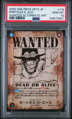 2025 ONE PIECE JPN CARRYING ON HIS WILL WANTED ALT ART PORTGAS D. ACE PSA 10 - Image 1