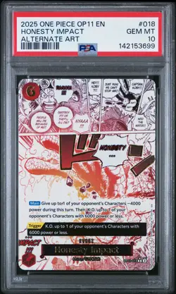 2025 ONE PIECE OP11-A FIST OF DIVINE SPEED ALTERNATE ART HONESTY IMPACT PSA 10 - Image 1