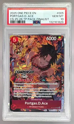 1829 Portgas D. Ace 2025 One Piece Championship Finalist Promo ST15-005 PSA 10 - Image 1