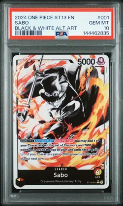 2024 ONE PIECE ULTRA DECK ST13-THE THREE BROTHERS B&W ALTERNATE ART SABO PSA 10 - Image 1