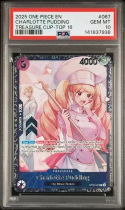 One Piece Charlotte Pudding 2025 Promos Treasure Cup Top 16 #067 PSA 10 - Image 1