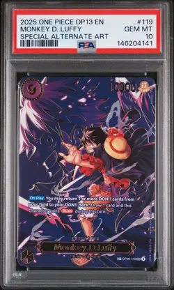 2025 ONE PIECE CARRYING ON HIS WILL SPECIAL ALT ART #119 MONKEY D. LUFFY PSA 10 - Image 1