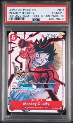 2025 ONE PIECE 3RD ANNIV TOURNAMENT 3 BROTHERS PACK #012 MONKEY D. LUFFY PSA 10 - Image 1