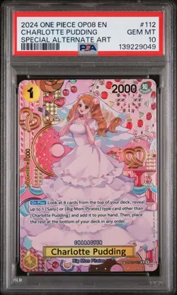 2024 ONE PIECE OP08-TWO LEGENDS SPECIAL ALTERNATE ART CHARLOTTE PUDDING PSA 10 - Image 1