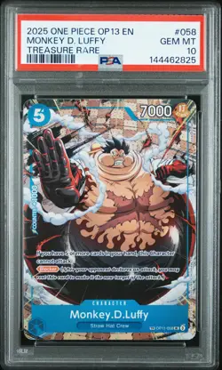 2025 ONE PIECE OP13-CARRYING ON HIS WILL TREASURE RARE MONKEY D. LUFFY PSA 10 - Image 1