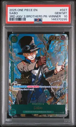 2025 ONE PIECE 3RD ANNIV TOURNAMENT 3 BROTHERS PACK WINNER #027 SABO PSA 10 - Image 1