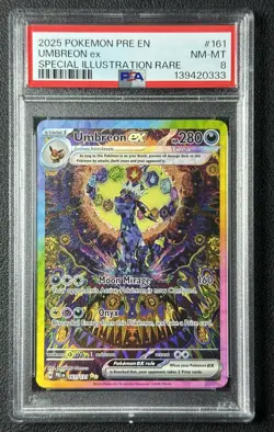 UMBREON EX PSA 8 2025 POKEMON PRE EN #161/131 SPECIAL ILLUSTRATION RARE SIR 333 - Image 1