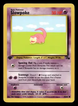 Slowpoke 55/62 Common Fossil 1st Edition WOTC Pokemon NM - Image 1