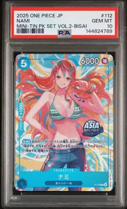 2025 ONE PIECE JAPANESE MINI-TIN PACK SET VOL.2 BISAI #112 NAMI PSA 10 - Image 1