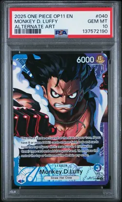 2025 ONE PIECE OP11-A FIST OF DIVINE SPEED ALTERNATE ART MONKEY D. LUFFY PSA 10 - Image 1