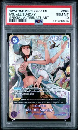 2024 ONE PIECE OP06-WINGS OF THE CAPTAIN #064 MS. ALL SUNDAY PSA 10 - Image 1