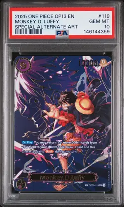 2025 ONE PIECE CARRYING ON HIS WILL SPECIAL ALT ART #119 MONKEY D. LUFFY PSA 10 - Image 1