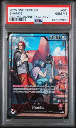 2025 ONE PIECE PROMOS PSA MAGAZINE EXCLUSIVE #001 SHANKS PSA 10 - Image 1