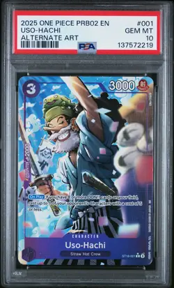 2025 ONE PIECE PRB02-PREMIUM BOOSTER ALTERNATE ART #001 USO-HACHI PSA 10 - Image 1
