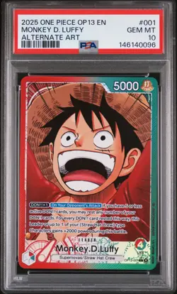 2025 ONE PIECE OP13-CARRYING ON HIS WILL ALTERNATE ART MONKEY D. LUFFY PSA 10 - Image 1