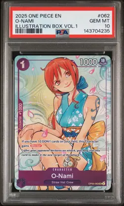 2025 ONE PIECE PROMOS ILLUSTRATION BOX VOL.1 #062 O-NAMI PSA 10 - Image 1