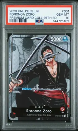 2023 ONE PIECE PREMIUM BANDAI COLLECTION 25TH EDITION #001 RORONOA ZORO PSA 10 - Image 1