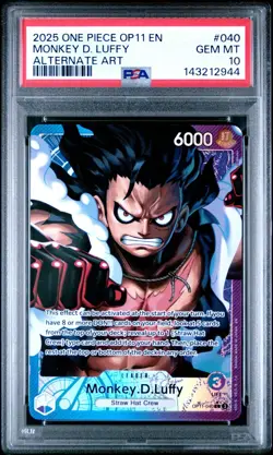 2025 One Piece OP11 EN Monkey D Luffy Alternate Art #040 PSA 10 GEM MINT - Image 1