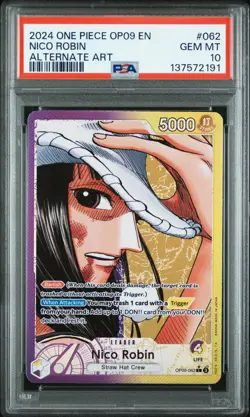 2024 ONE PIECE OP09-EMPERORS IN THE NEW WORLD ALTERNATE ART NICO ROBIN PSA 10 - Image 1
