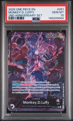 2025 ONE PIECE ENGLISH VERSION 2ND ANNIVERSARY SET #061 MONKEY D. LUFFY PSA 10 - Image 1