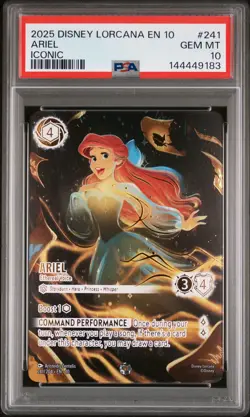 2025 DISNEY LORCANA EN 10-WHISPERS IN THE WELL ICONIC #241 ARIEL PSA 10 - Image 1