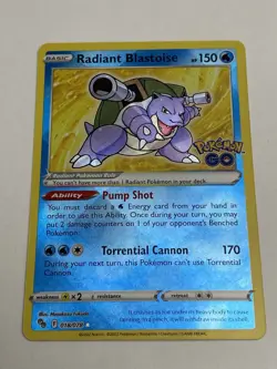 Pokemon TCG Radiant Blastoise Holo Card 018/078 Pokemon Go NM TCG - Image 1