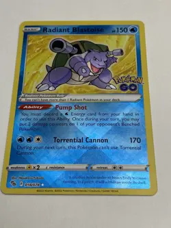 Pokemon TCG Radiant Blastoise Holo Card 018/078 Pokemon Go NM TCG - Image 2