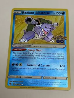 Pokemon TCG Radiant Blastoise Holo Card 018/078 Pokemon Go NM TCG - Image 4