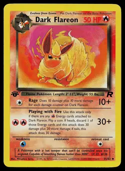 Pokemon Card - Dark Flareon Team Rocket 35/82 Uncommon 1st Edition - Image 1
