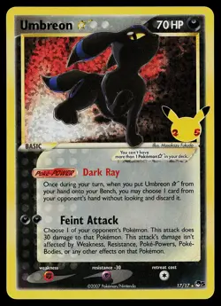 Pokemon Card - Umbreon Gold Star Celebrations Classic Collection 17/17 Holo - Image 1