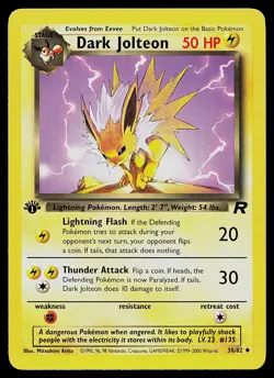 Pokemon Card - Dark Jolteon Team Rocket 38/82 Uncommon 1st Edition - Image 1