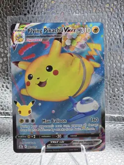 💥 Pokemon TCG Flying Pikachu VMAX Holo Ultra Rare Card 007/025 Celebrations - Image 1