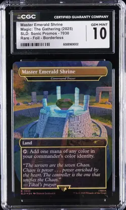 2025 MAGIC THE GATHERING SONIC RARE FOIL BORDERLESS MASTER EMERALD SHRINE CGC 10 - Image 1