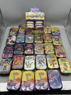 x32 Pokemon One Piece EMPTY Mini Tin Lot 151 Prismatic Most Inserts Included - Image 1