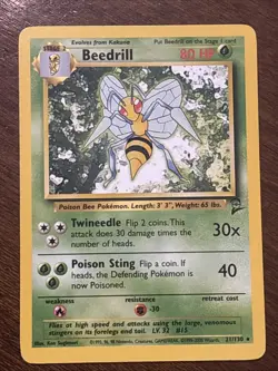 Pokemon TCG Beedrill 021/130 Base Set 2 Regular Rare LP - Image 1