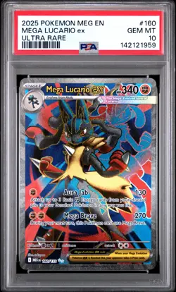 2025 POKEMON MEG EN-MEGA EVOLUTION ULTRA RARE #160 MEGA LUCARIO EX PSA 10 - Image 1