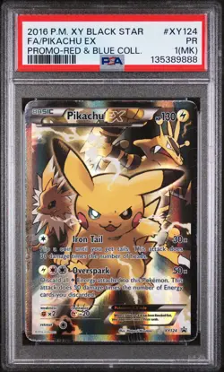 2016 POKEMON XY BLACK STAR PROMO RED & BLUE COLL FULL ART/PIKACHU EX PSA 1 - Image 1