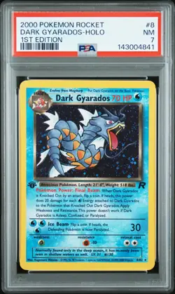2000 POKEMON ROCKET 1ST EDITION #8 DARK GYARADOS-HOLO PSA 7 - Image 1