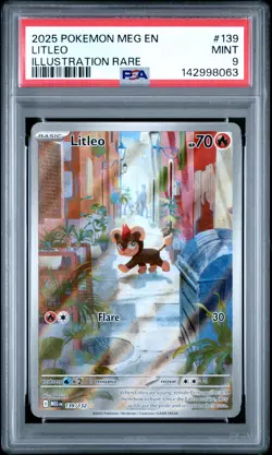 2025 POKEMON MEG EN-MEGA EVOLUTION ILLUSTRATION RARE #139 LITLEO PSA 9 - Image 1