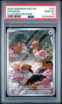 2025 POKEMON MEG EN-MEGA EVOLUTION ILLUSTRATION RARE #151 SPEAROW PSA 10 - Image 1