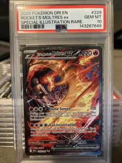 Pokemon TCG Team Rockets Moltres EX Card 229/182 Destined Rivals PSA 10 - Image 1