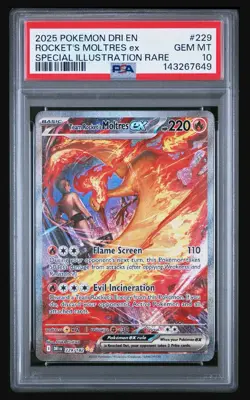 Pokemon TCG Team Rockets Moltres EX Card 229/182 Destined Rivals PSA 10 - Image 3