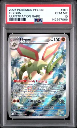 2025 POKEMON PFL EN-PHANTASMAL FLAMES ILLUSTRATION RARE #101 FLYGON PSA 10 - Image 1