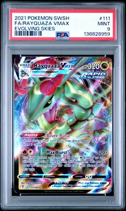 2021 POKEMON SWORD & SHIELD EVOLVING SKIES #111 FULL ART/RAYQUAZA VMAX PSA 9 - Image 1